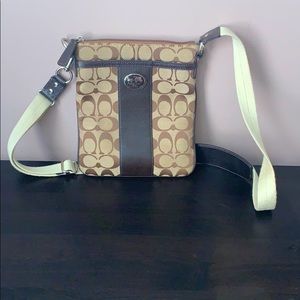 Coach crossbody messenger bag tan and brown